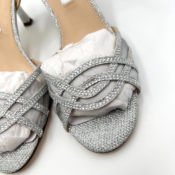 Nina Womens Size 7.5M Silver Jeweled Dress Sandals Heels Shoes - Picture 5 of 15